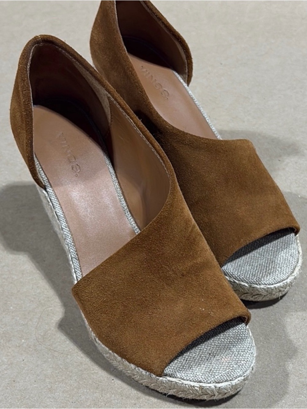Vince Sonora Suede Peep-Toe Espadrille Wedges
